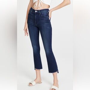 NWT MOTHER THE INSIDER CROPPED STEP FRAY JEANS 28 TONGUE & CHIC DARK DENIM